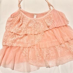 Pink ruffled teddy w panties Victoria’s Secret